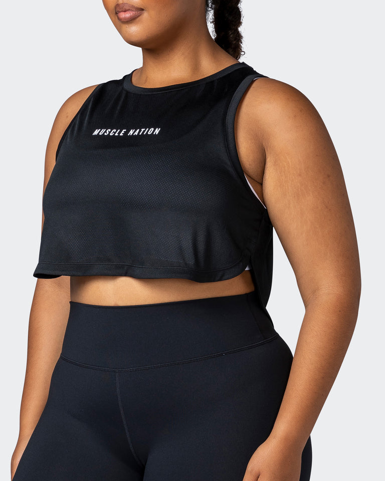 Limitless Cropped Training Tank - Black-Singlets & Tanks-XXS-112244BLK-XXS-MNAPPRL19949-3-Muscle Nation