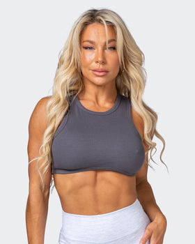 HBxMN Bliss Rib Cropped Tank - Charcoal-Singlets & Tanks-XXS-062202CHAR-XXS-MNAPPRL15805-1-Muscle Nation