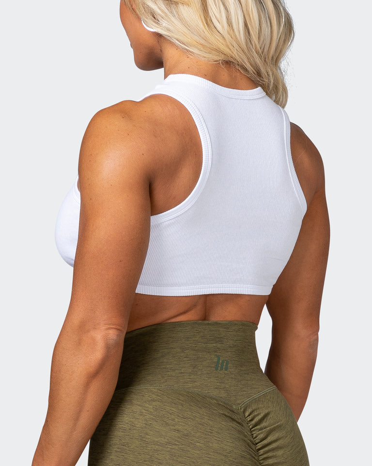 HBxMN Bliss Rib Cropped Tank - White-Singlets & Tanks-XXS-062202WHT-XXS-MNAPPRL15791-5-Muscle Nation