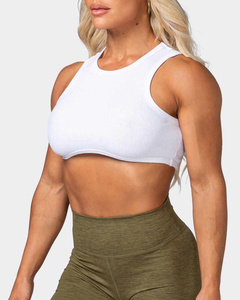HBxMN Bliss Rib Cropped Tank - White-Singlets & Tanks-XXS-062202WHT-XXS-MNAPPRL15791-3-Muscle Nation