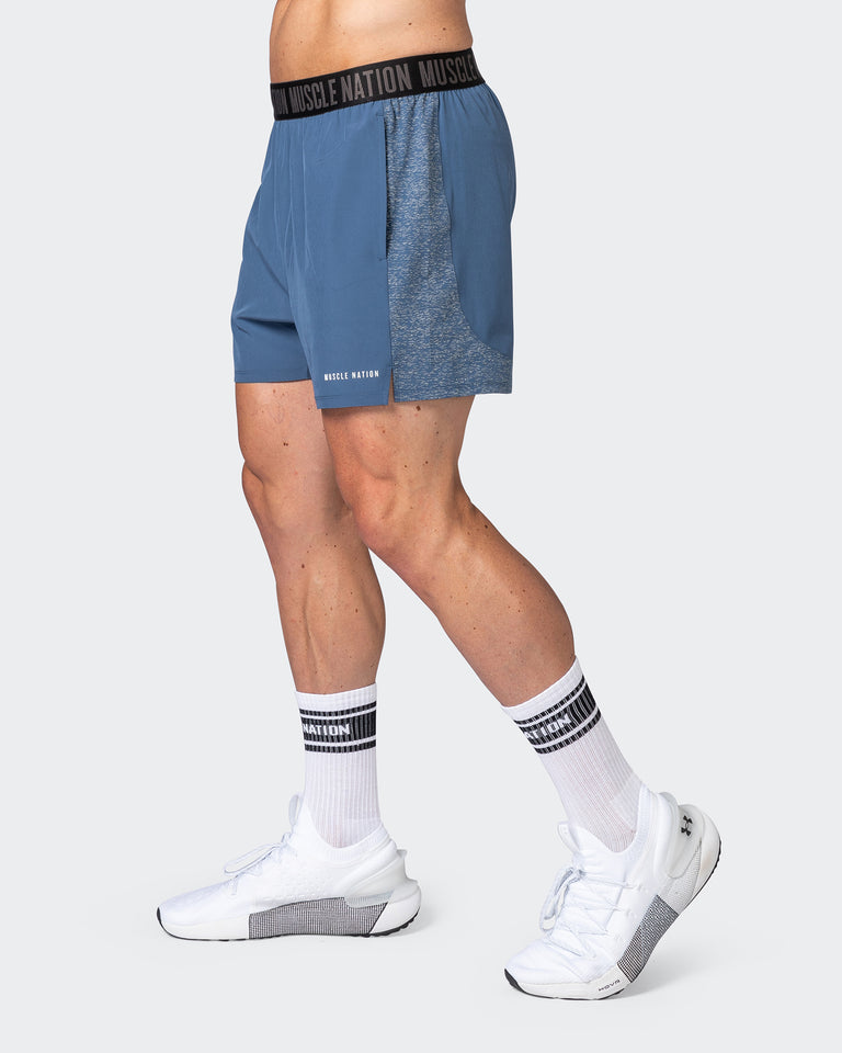 Reflective Training Shorts - Denim Blue-Shorts-S-082226DMNBLU-S-MNAPPRL17971-4-Muscle Nation