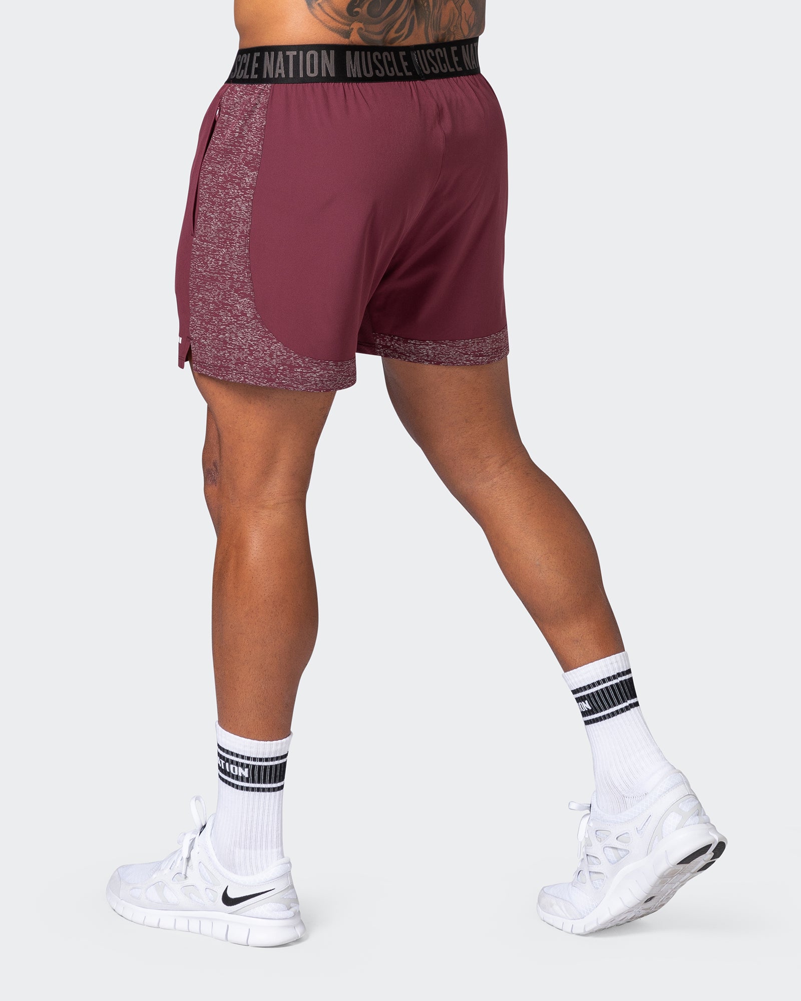 Reflective Training Shorts - Wine-Shorts-S-082226WINE-S-MNAPPRL17977-5-Muscle Nation