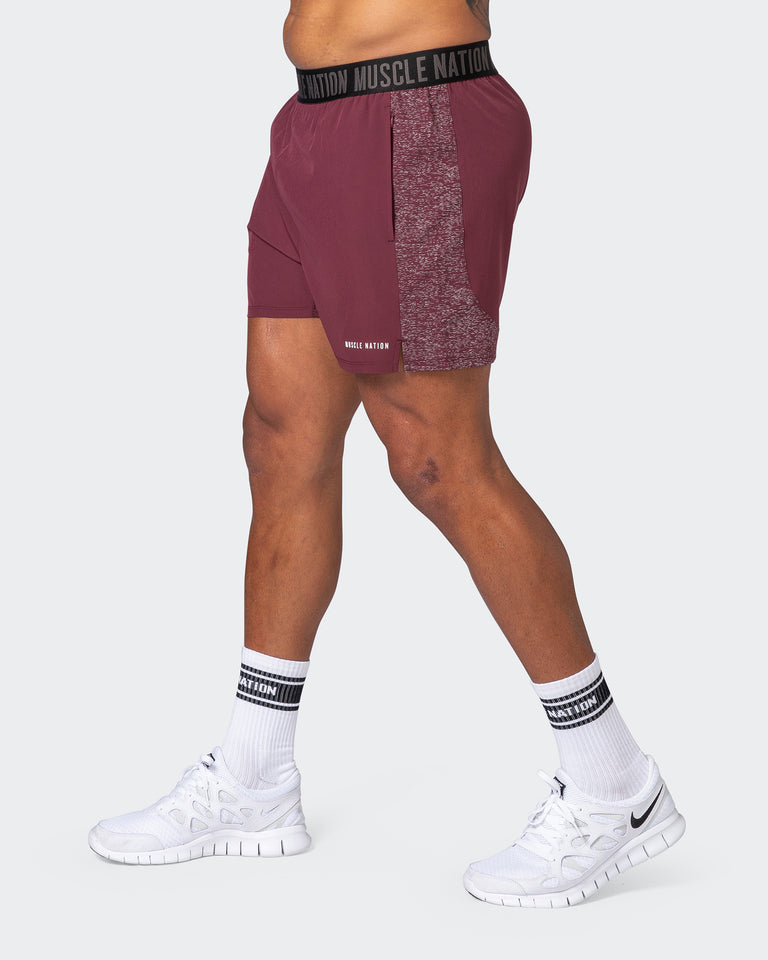 Reflective Training Shorts - Wine-Shorts-S-082226WINE-S-MNAPPRL17977-4-Muscle Nation