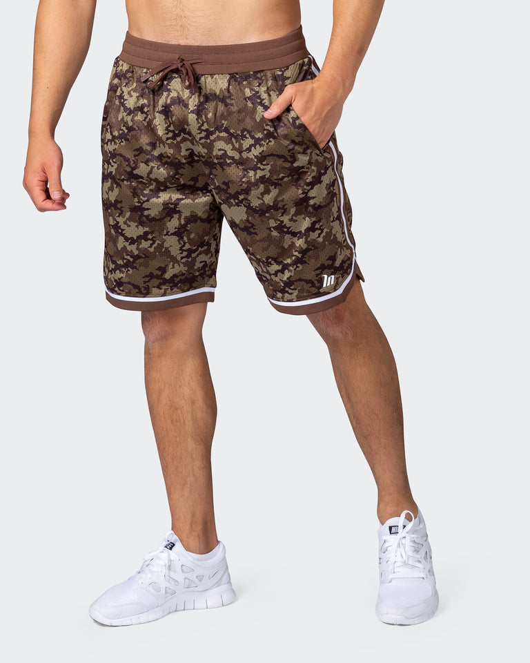 8" Basketball Shorts - Chestnut Camo Print-Shorts-S-112252CHCAMPR-S-MNAPPRL18556-1-Muscle Nation