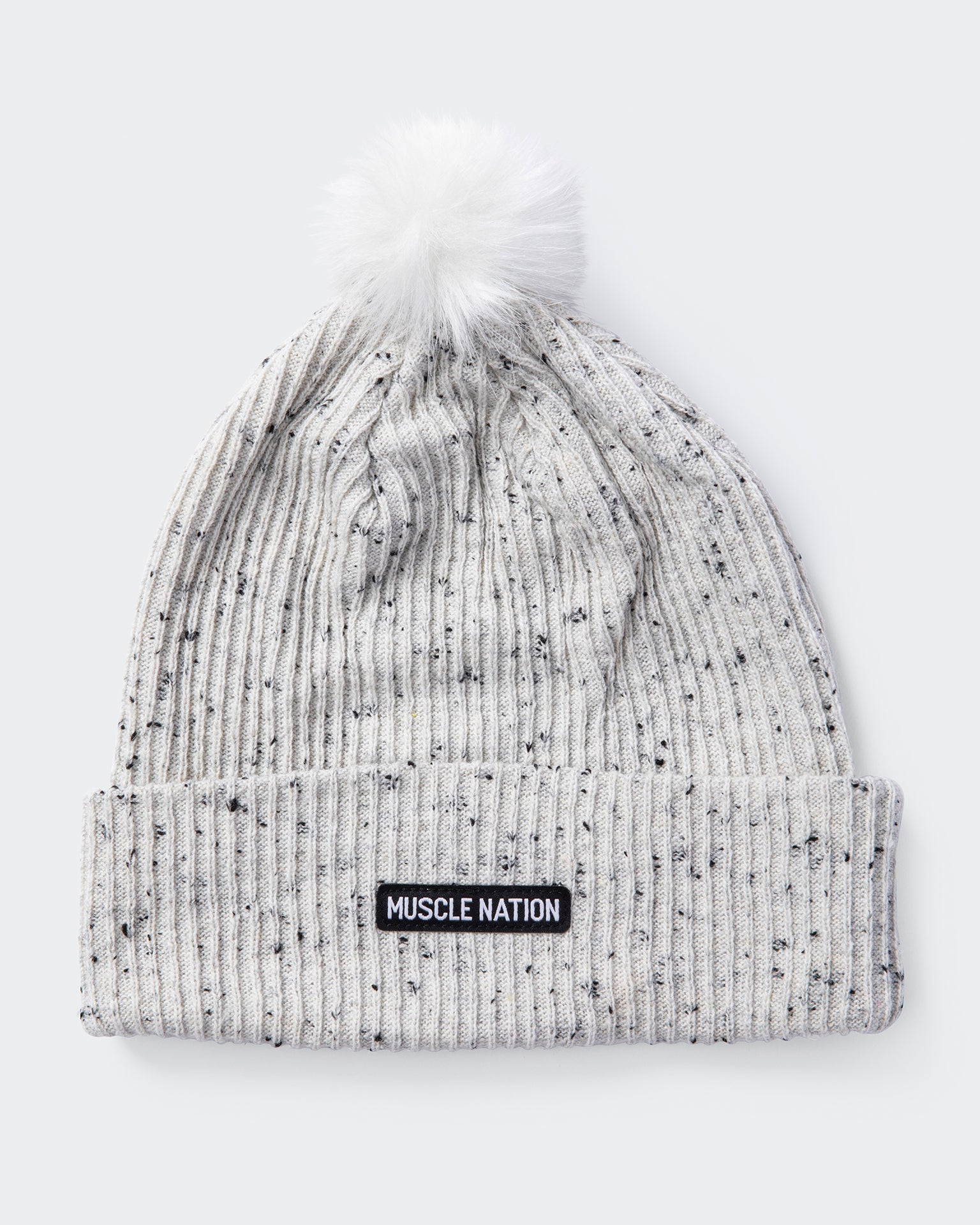 Pompom Beanie-Headwear-Grey Marl-AC042393WHTGMRL-ONE-MNAPPRL26470-4-Muscle Nation