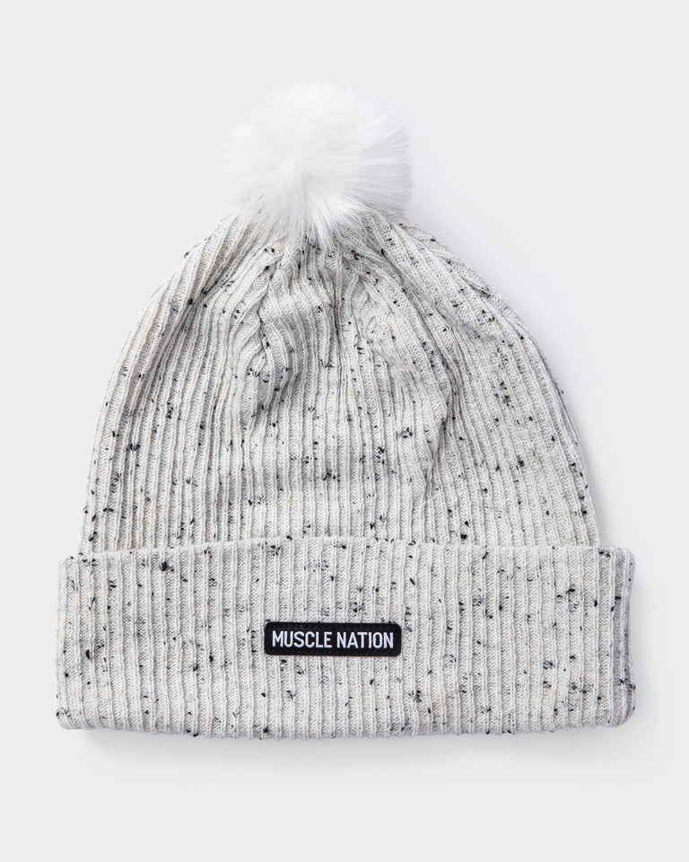 Pompom Beanie-Headwear-Grey Marl-AC042393WHTGMRL-ONE-MNAPPRL26470-4-Muscle Nation