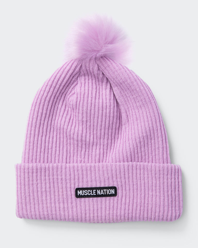 Pompom Beanie-Headwear-Lilac-AC042393LILAC-ONE-MNAPPRL26471-3-Muscle Nation