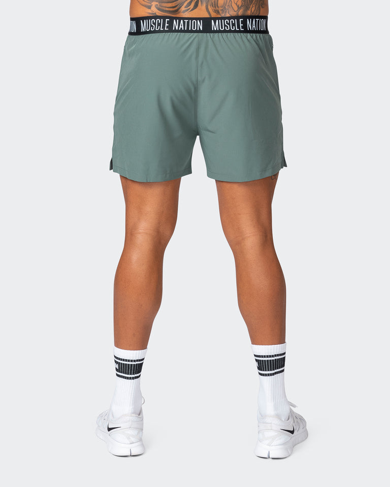 Level Up Training 4" Shorts - Olive Smoke-Shorts-S-032309OLVSMK-S-MNAPPRL21553-7-Muscle Nation