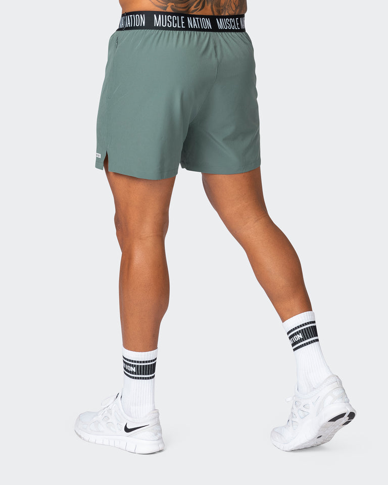 Level Up Training 4" Shorts - Olive Smoke-Shorts-S-032309OLVSMK-S-MNAPPRL21553-6-Muscle Nation