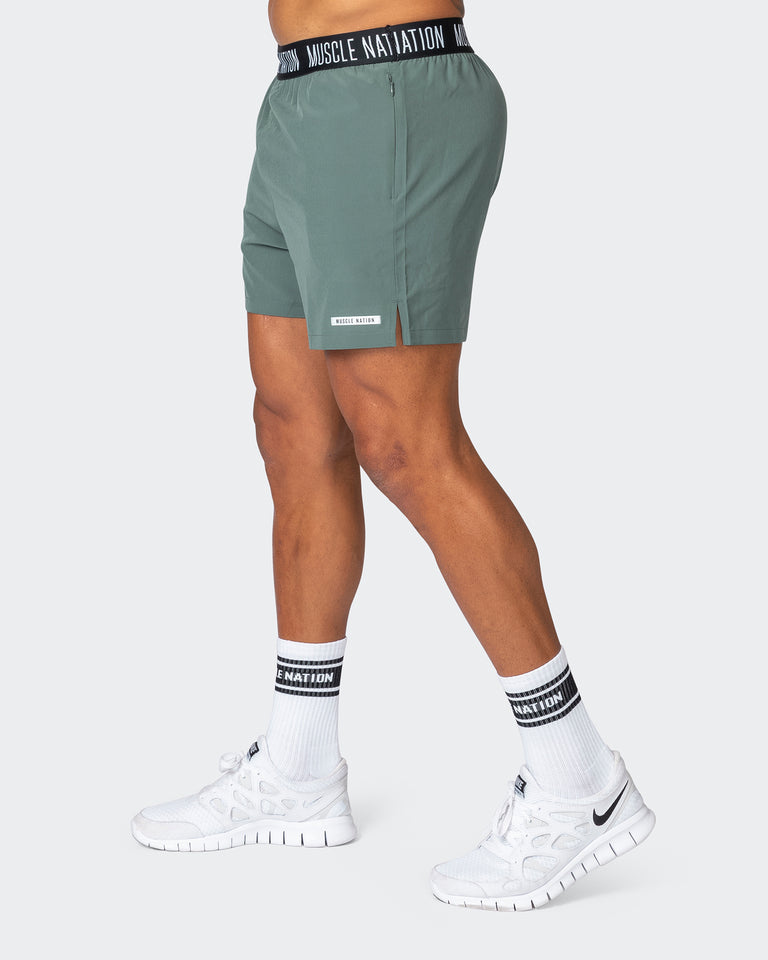 Level Up Training 4" Shorts - Olive Smoke-Shorts-S-032309OLVSMK-S-MNAPPRL21553-5-Muscle Nation