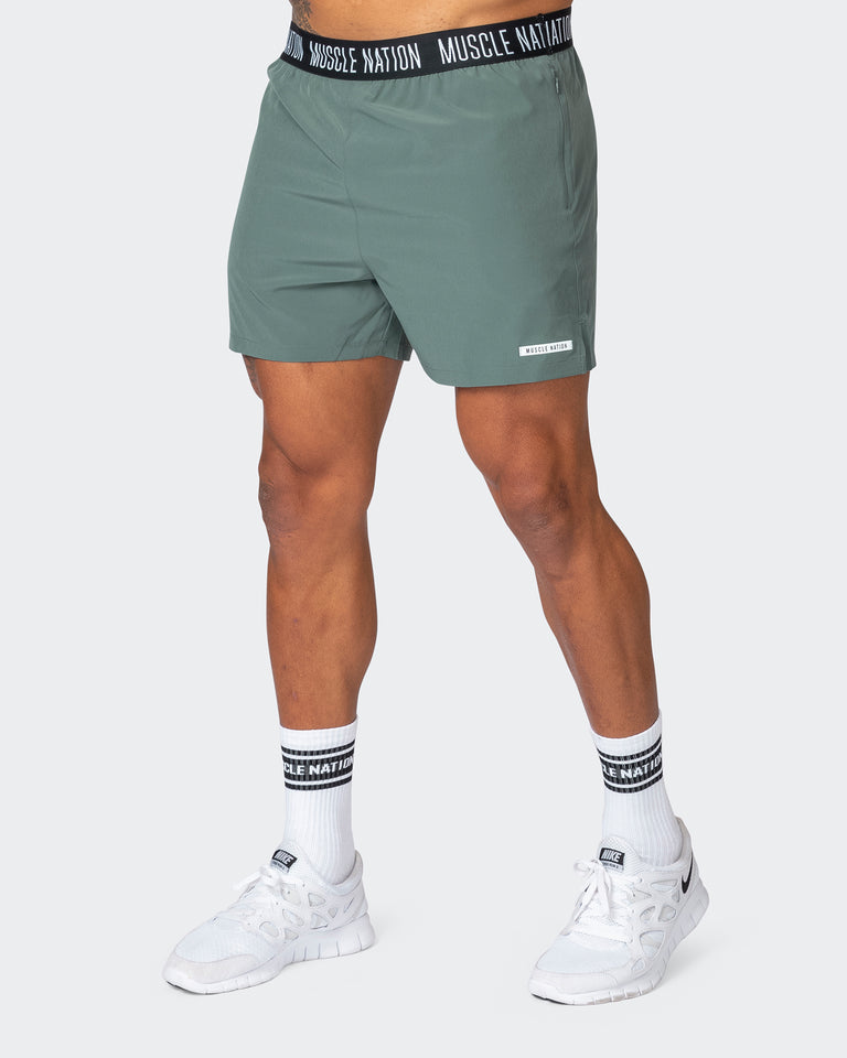 Level Up Training 4" Shorts - Olive Smoke-Shorts-S-032309OLVSMK-S-MNAPPRL21553-4-Muscle Nation