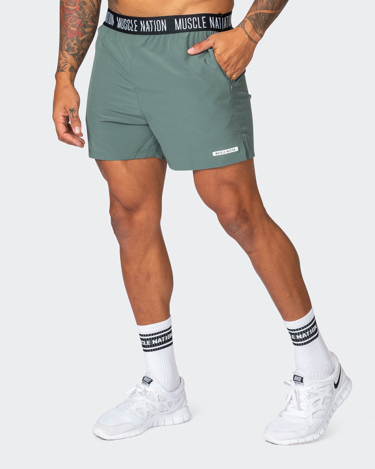 Level Up Training 4" Shorts - Olive Smoke-Shorts-S-032309OLVSMK-S-MNAPPRL21553-2-Muscle Nation