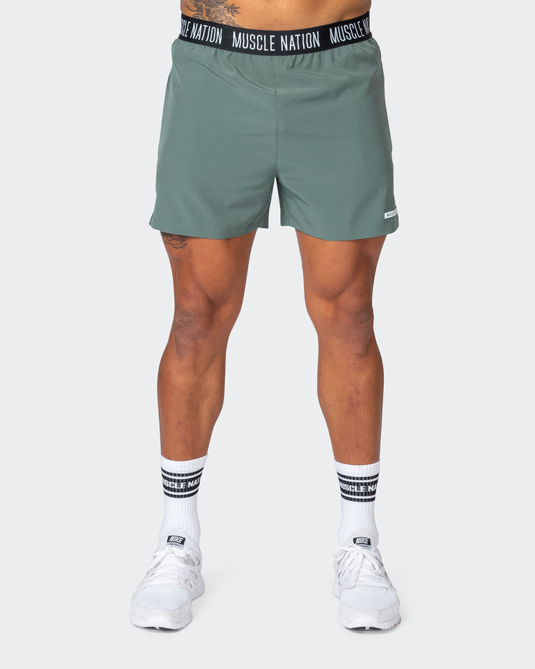 Level Up Training 4" Shorts - Olive Smoke-Shorts-S-032309OLVSMK-S-MNAPPRL21553-3-Muscle Nation