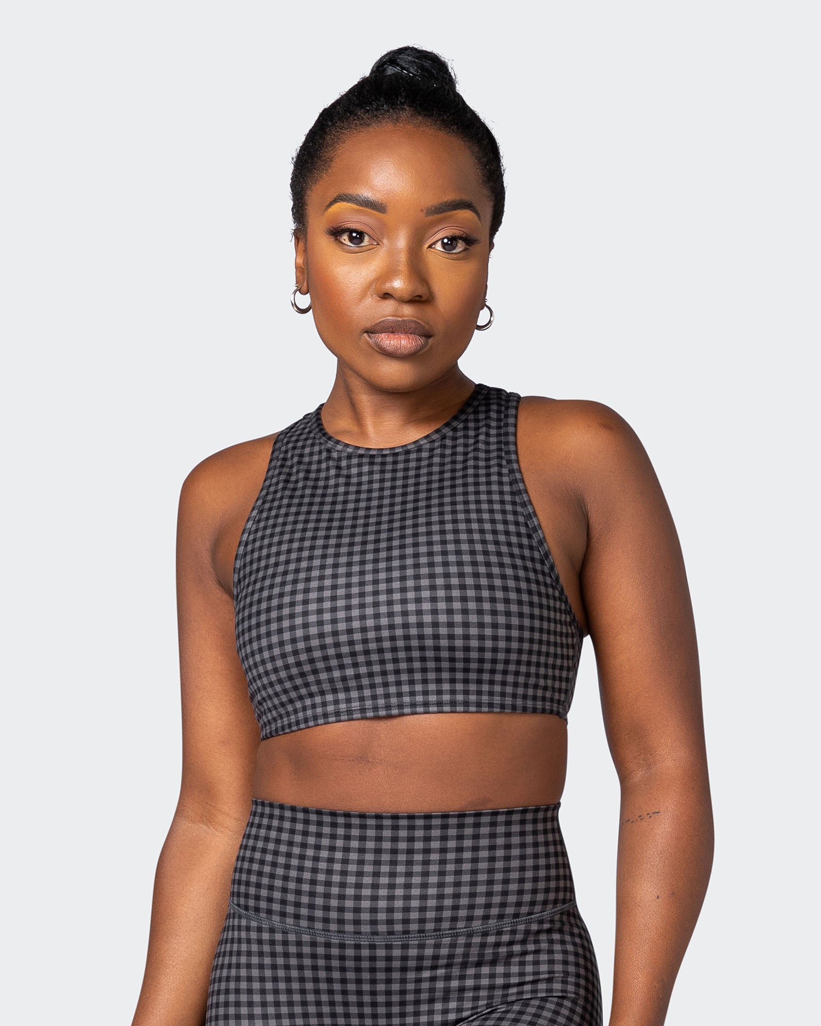 All Rounder Bra - Monochrome Check Print-Sports Bras-XS-092207MONCHPR-XS-MNAPPRL20908-1-Muscle Nation