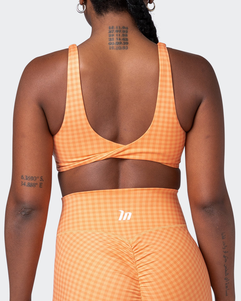 Demi Bralette - Peaches And Cream Check Print-Bralettes-XS-092204PEACRCHP-XS-MNAPPRL20788-7-Muscle Nation