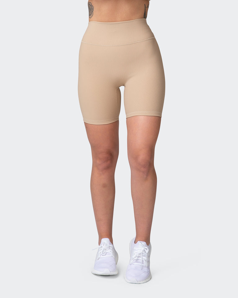 Zero Rise Rib Bike Shorts - Brown Sugar-Shorts-XXS-042204BRSUG-XXS-MNAPPRL14438-2-Muscle Nation