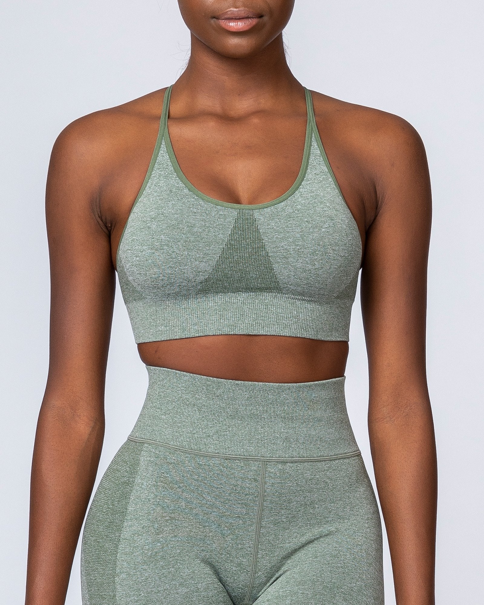 All Day Strap Seamless Bra - Khaki Marl-Sports Bras-XS-MNAPPRL9216-MNAPPRL9216-7-Muscle Nation