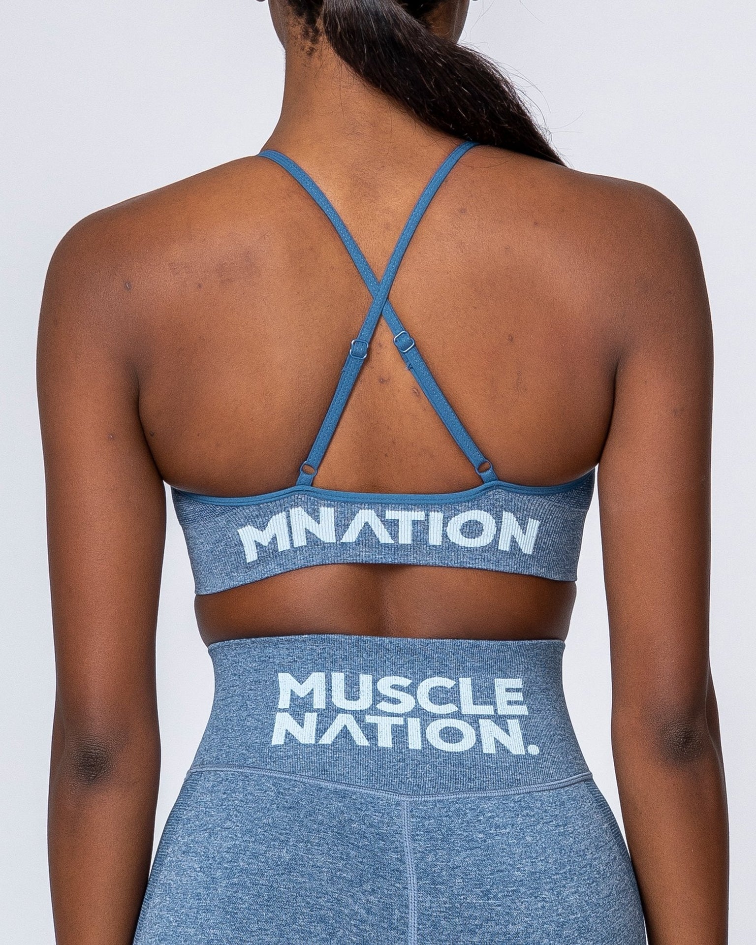 All Day Strap Seamless Bra - Navy Marl-Sports Bras-XS-MNAPPRL9210-MNAPPRL9210-4-Muscle Nation