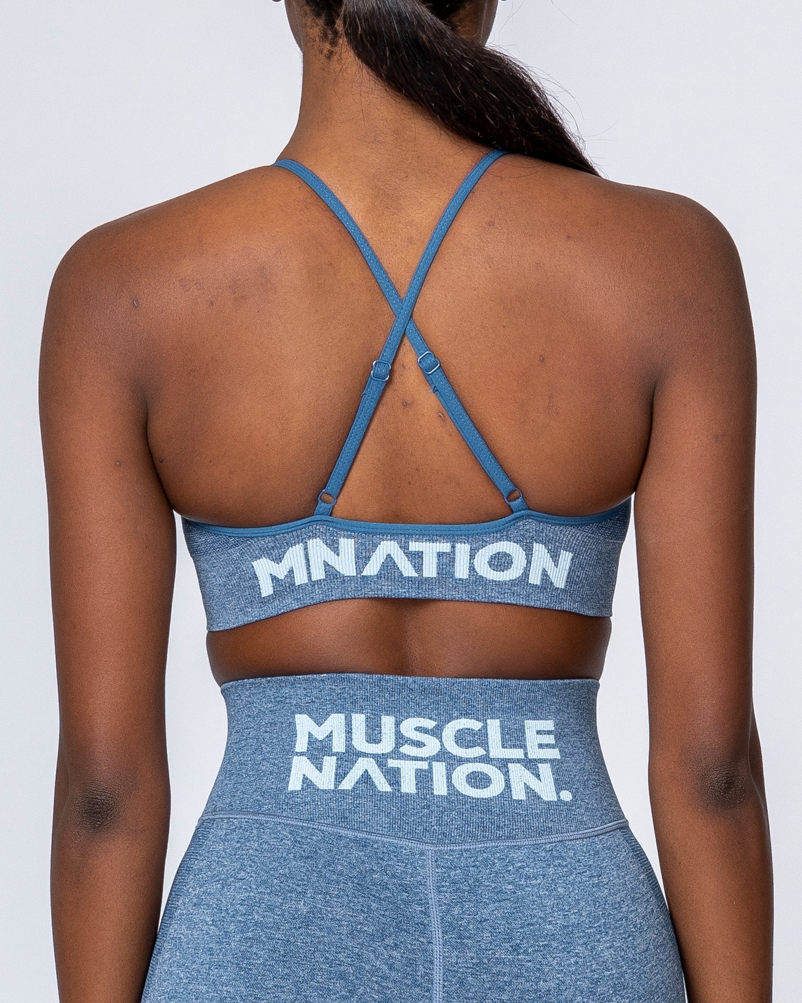 All Day Strap Seamless Bra - Navy Marl-Sports Bras-XS-MNAPPRL9210-MNAPPRL9210-4-Muscle Nation