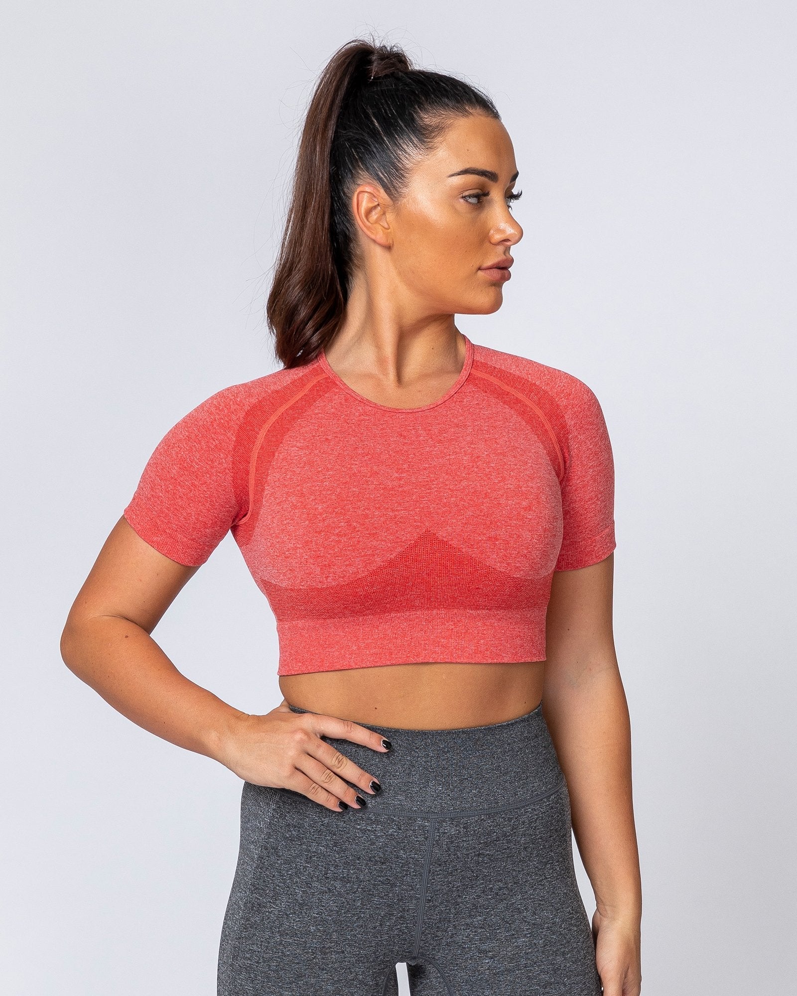 Classic Seamless Tee - Poppy Marl-Tops-XS-MNAPPRL9300-MNAPPRL9300-8-Muscle Nation