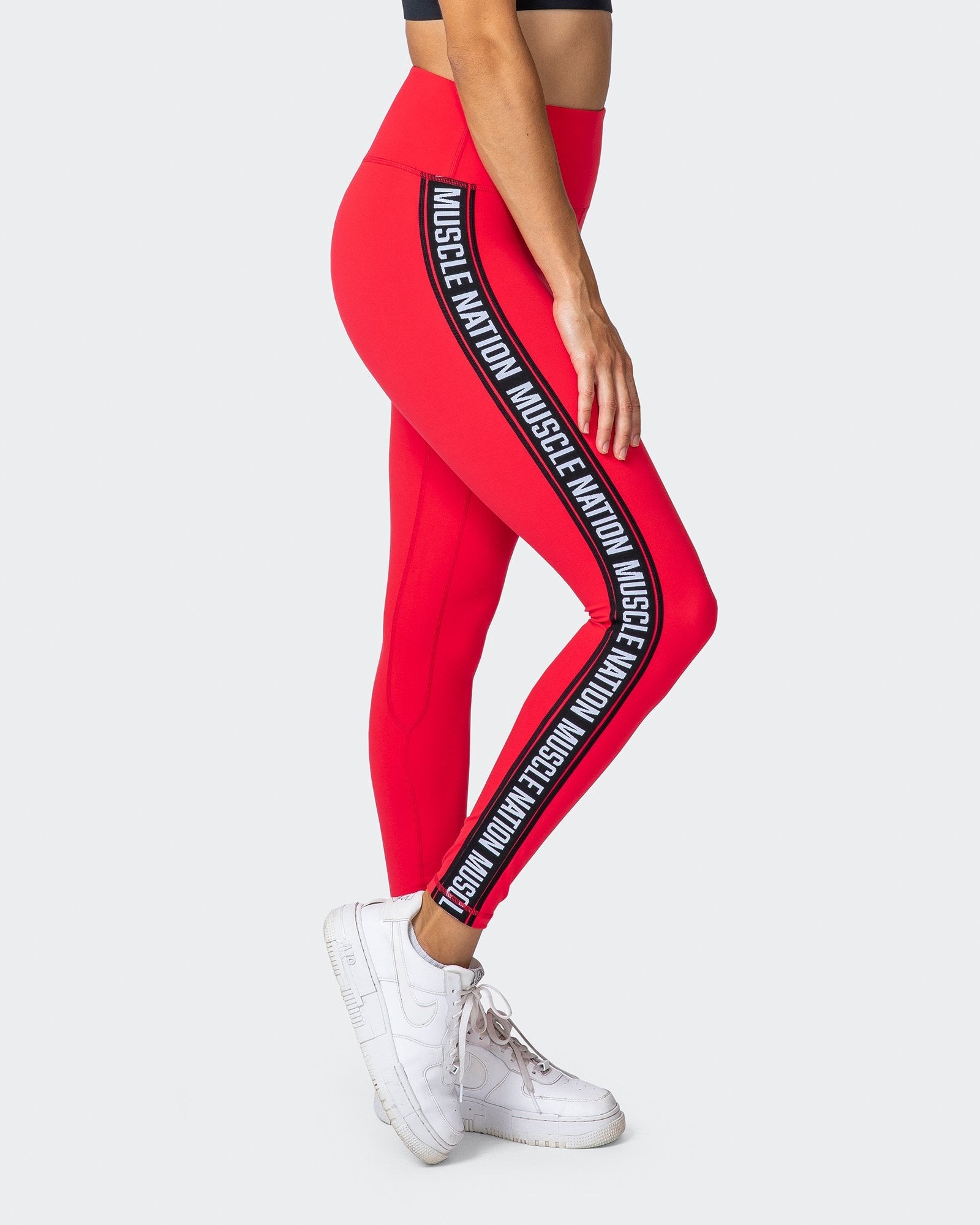 Dynamic Ankle Length Leggings - Hot Red-Leggings-XXS-112107HRED-XXS-MNAPPRL11909-1-Muscle Nation