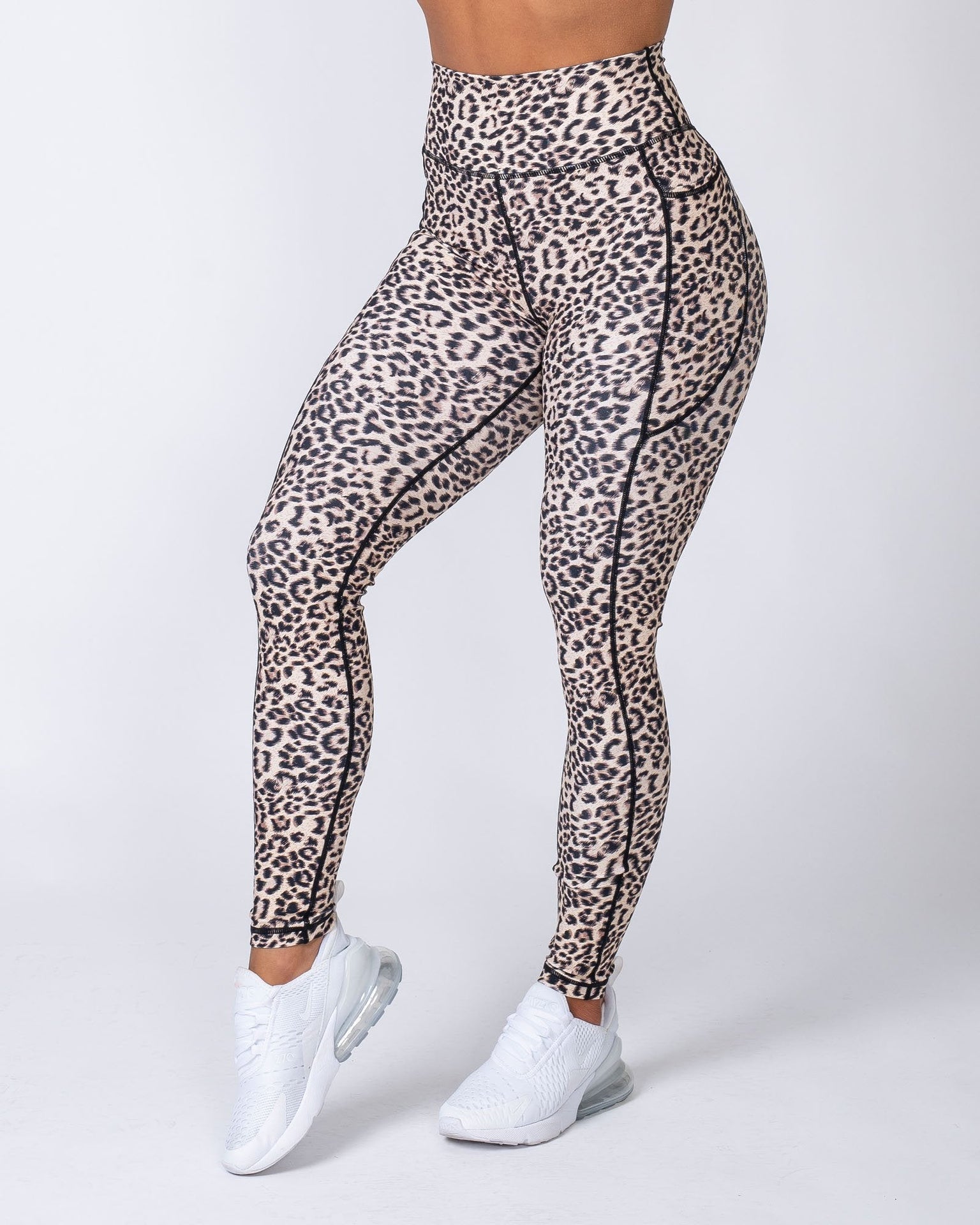 Full Length Pocket Leggings - Yellow Leopard-Leggings-XS-MNAPPRL6772-MNAPPRL6772-3-Muscle Nation