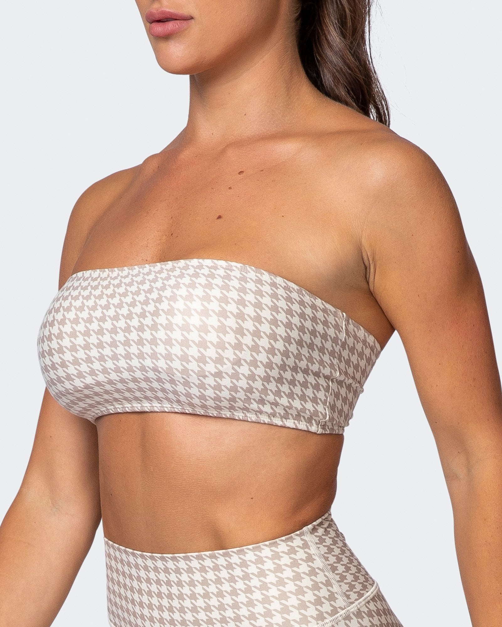 HBxMN Flair Bandeau - Houndstooth Print-Bralettes-XXS-092135HNDS-XXS-MNAPPRL11599-11-Muscle Nation