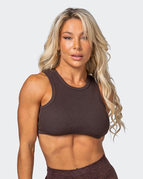 HBxMN Bliss Rib Cropped Tank - Cocoa-Singlets & Tanks-XXS-062202COCOA-XXS-MNAPPRL15798-1-Muscle Nation