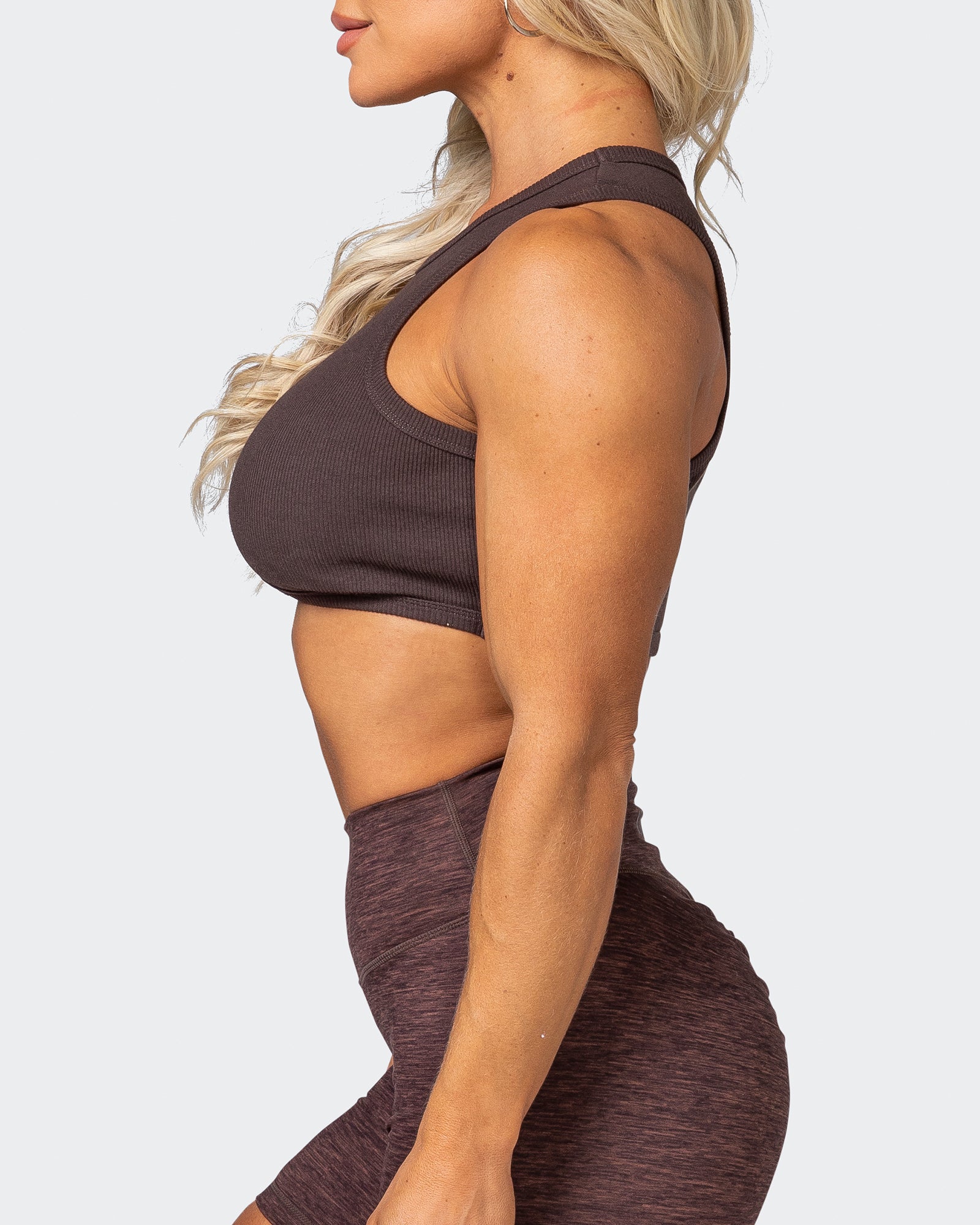 HBxMN Bliss Rib Cropped Tank - Cocoa-Singlets & Tanks-XXS-062202COCOA-XXS-MNAPPRL15798-4-Muscle Nation