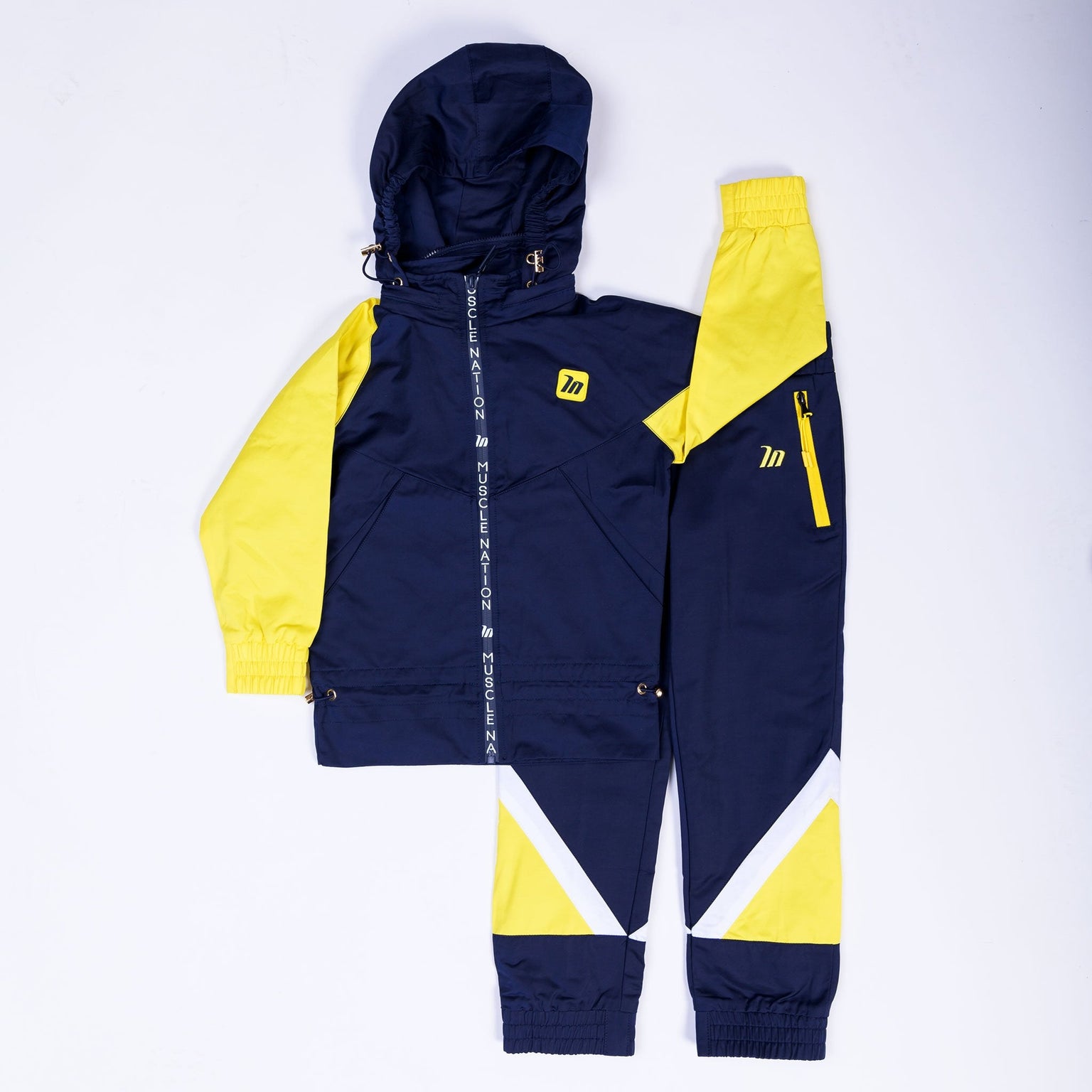 Kids MN Retro Tracksuit Pants - Navy / Yellow-Kids-2-MNAPPRL4542-MNAPPRL4542-8-Muscle Nation