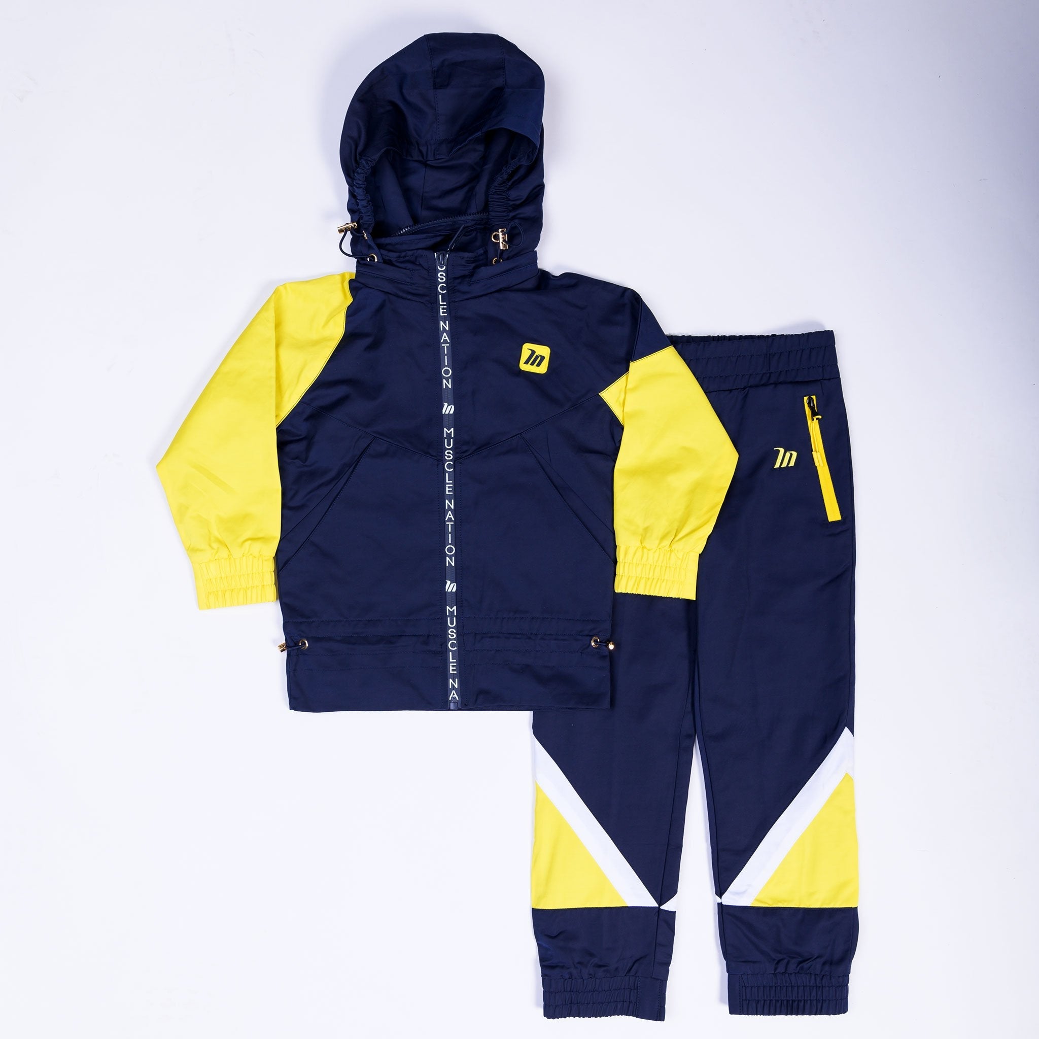 Kids MN Retro Tracksuit Pants - Navy / Yellow-Kids-2-MNAPPRL4542-MNAPPRL4542-9-Muscle Nation