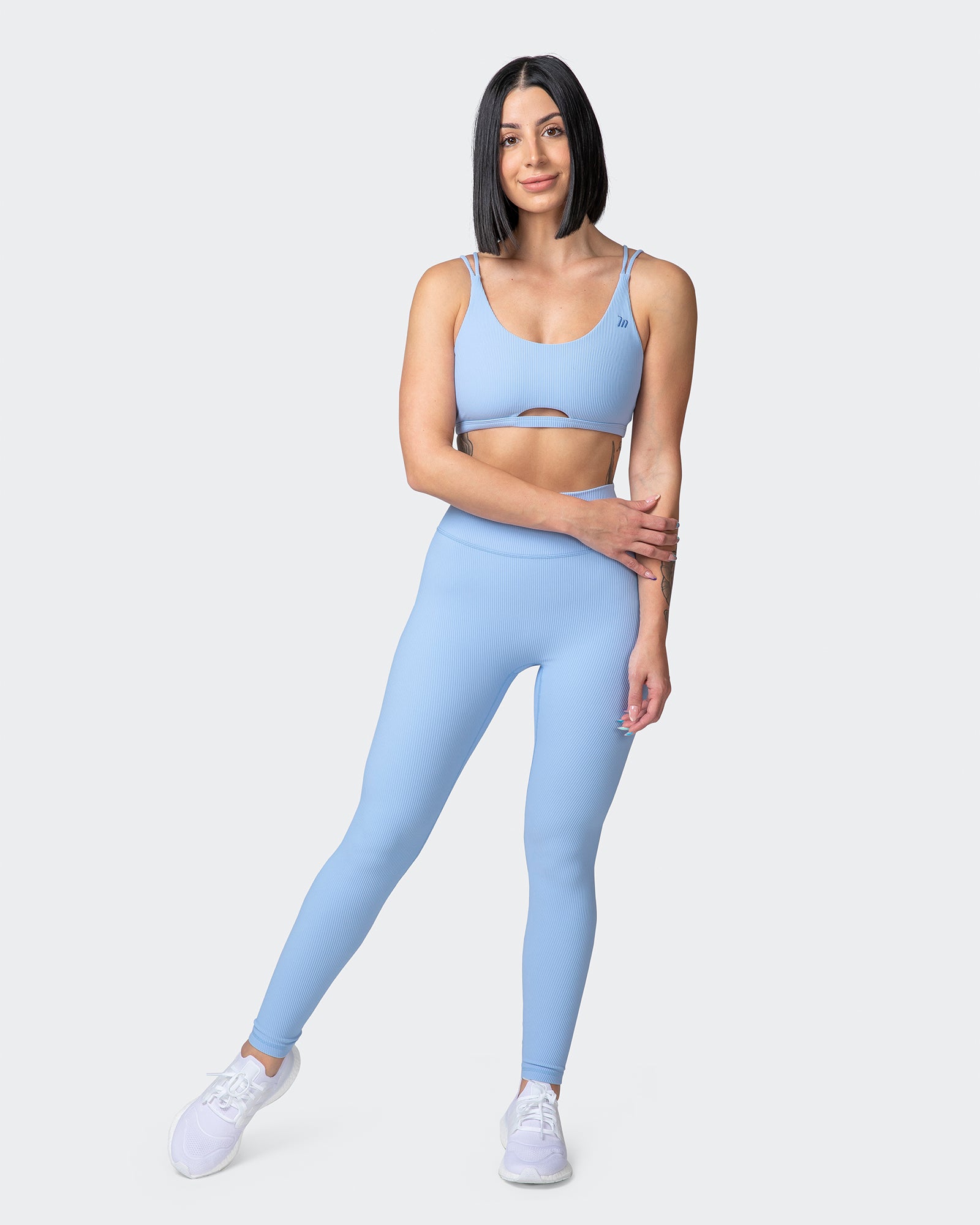 Zero Rise Rib Ankle Length Leggings - Periwinkle-Leggings-XXS-042205PWNKL-XXS-MNAPPRL14501-6-Muscle Nation