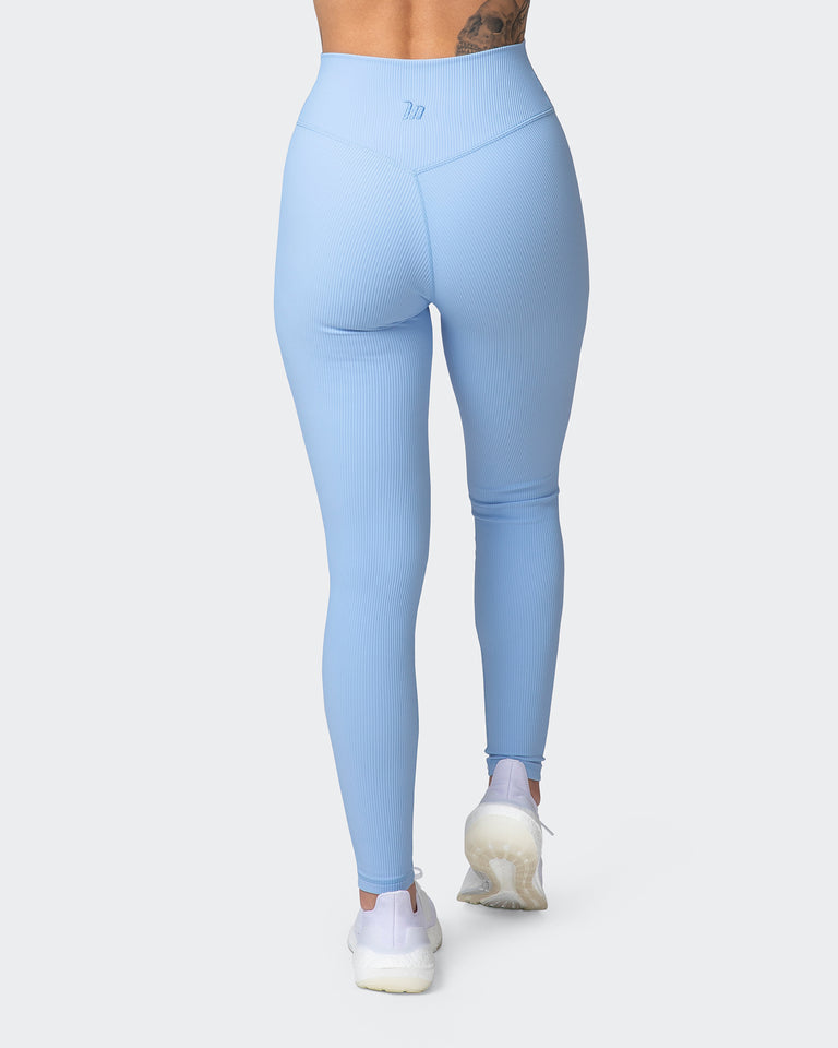 Zero Rise Rib Ankle Length Leggings - Periwinkle-Leggings-XXS-042205PWNKL-XXS-MNAPPRL14501-5-Muscle Nation