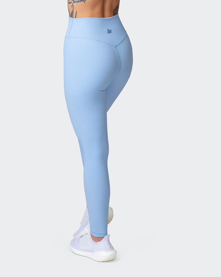 Zero Rise Rib Ankle Length Leggings - Periwinkle-Leggings-XXS-042205PWNKL-XXS-MNAPPRL14501-4-Muscle Nation