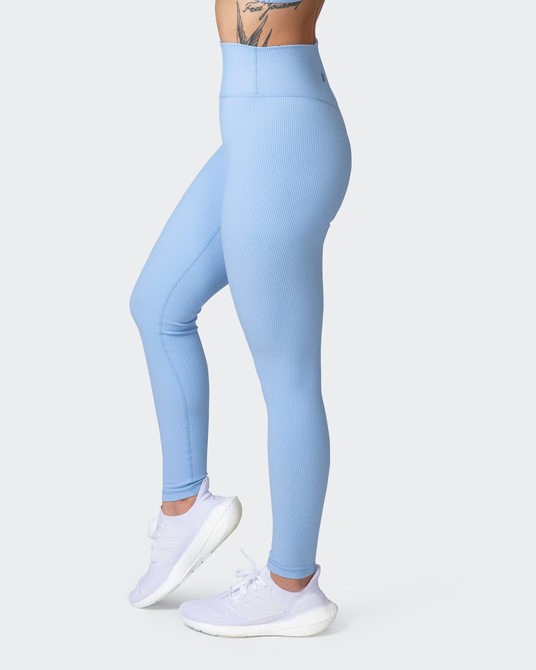 Zero Rise Rib Ankle Length Leggings - Periwinkle-Leggings-XXS-042205PWNKL-XXS-MNAPPRL14501-3-Muscle Nation