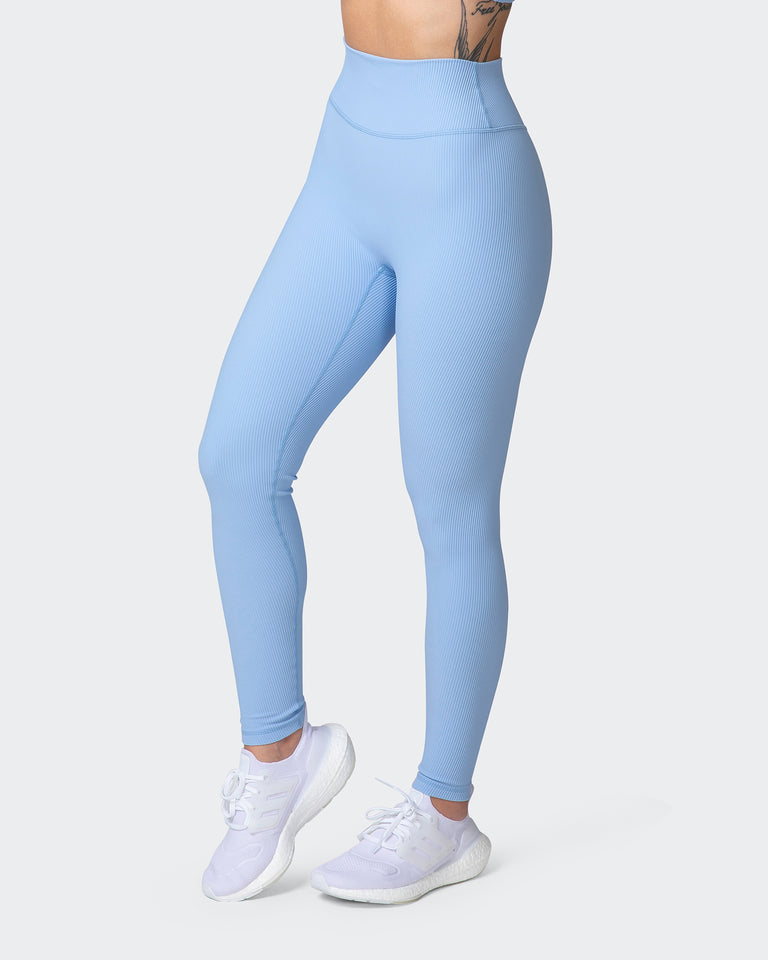 Zero Rise Rib Ankle Length Leggings - Periwinkle-Leggings-XXS-042205PWNKL-XXS-MNAPPRL14501-2-Muscle Nation