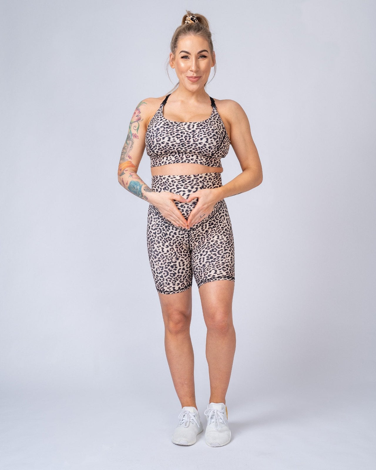 Maternity Bike Shorts - Yellow Leopard-Shorts-XS-MNAPPRL7268-MNAPPRL7268-5-Muscle Nation