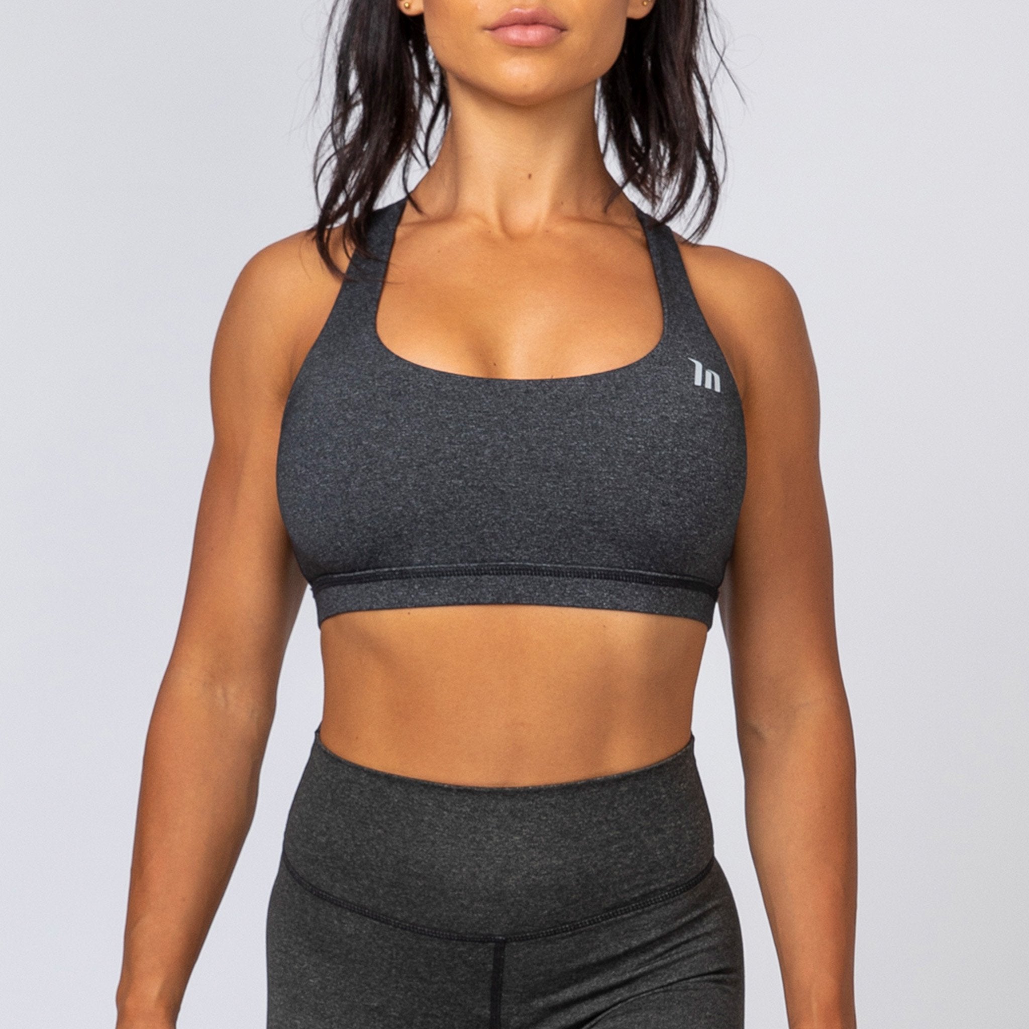 Power Bra - Heather Black-Sports Bras-XS-MNAPPRL6106-MNAPPRL6106-2-Muscle Nation