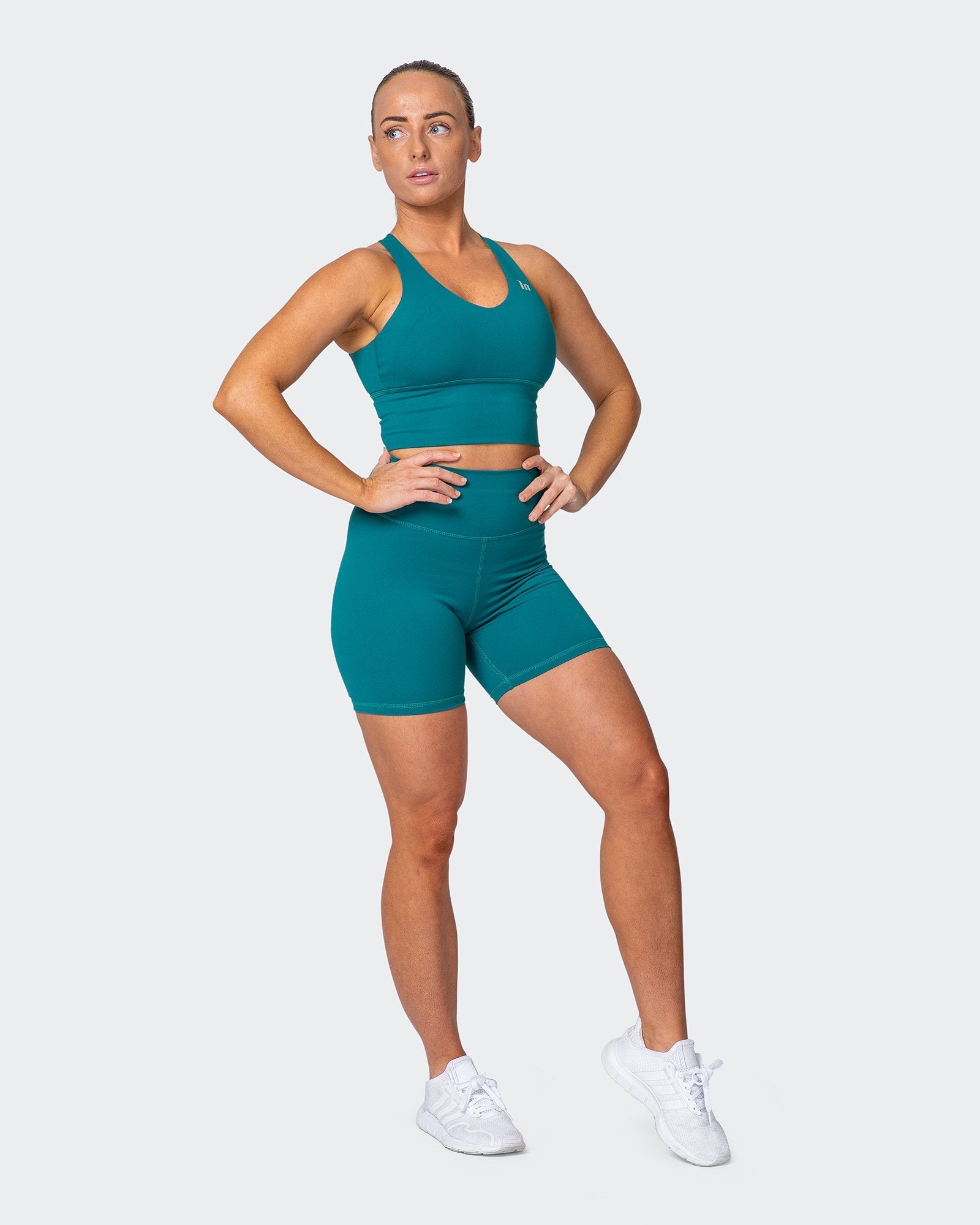 Signature Scrunch Bike Shorts - Teal-Shorts-XXS-MNAPPRL7718-MNAPPRL7718-4-Muscle Nation
