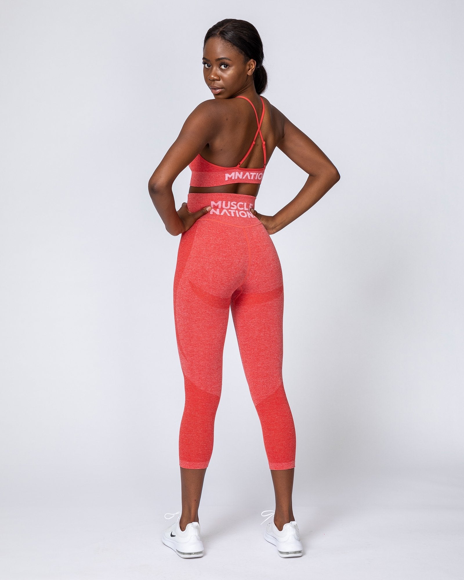 Shape Up Seamless 7/8 Leggings - Poppy Marl-Leggings-XS-MNAPPRL9174-MNAPPRL9174-3-Muscle Nation