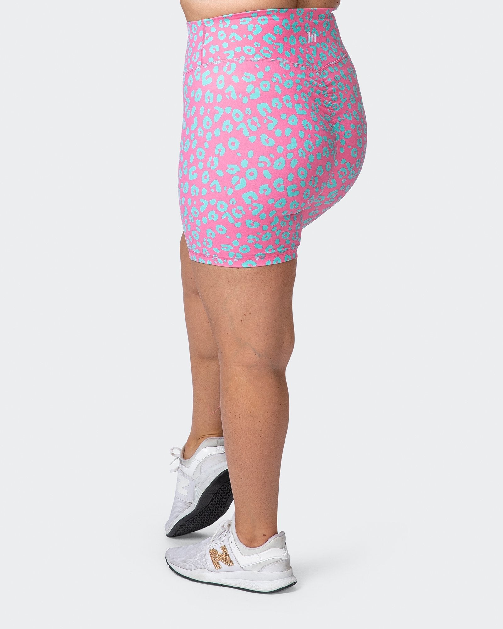 Signature Scrunch Bike Shorts - Cotton Candy Cheetah Print-Shorts-XXS-112114CCCHET-XXS-MNAPPRL12189-3-Muscle Nation