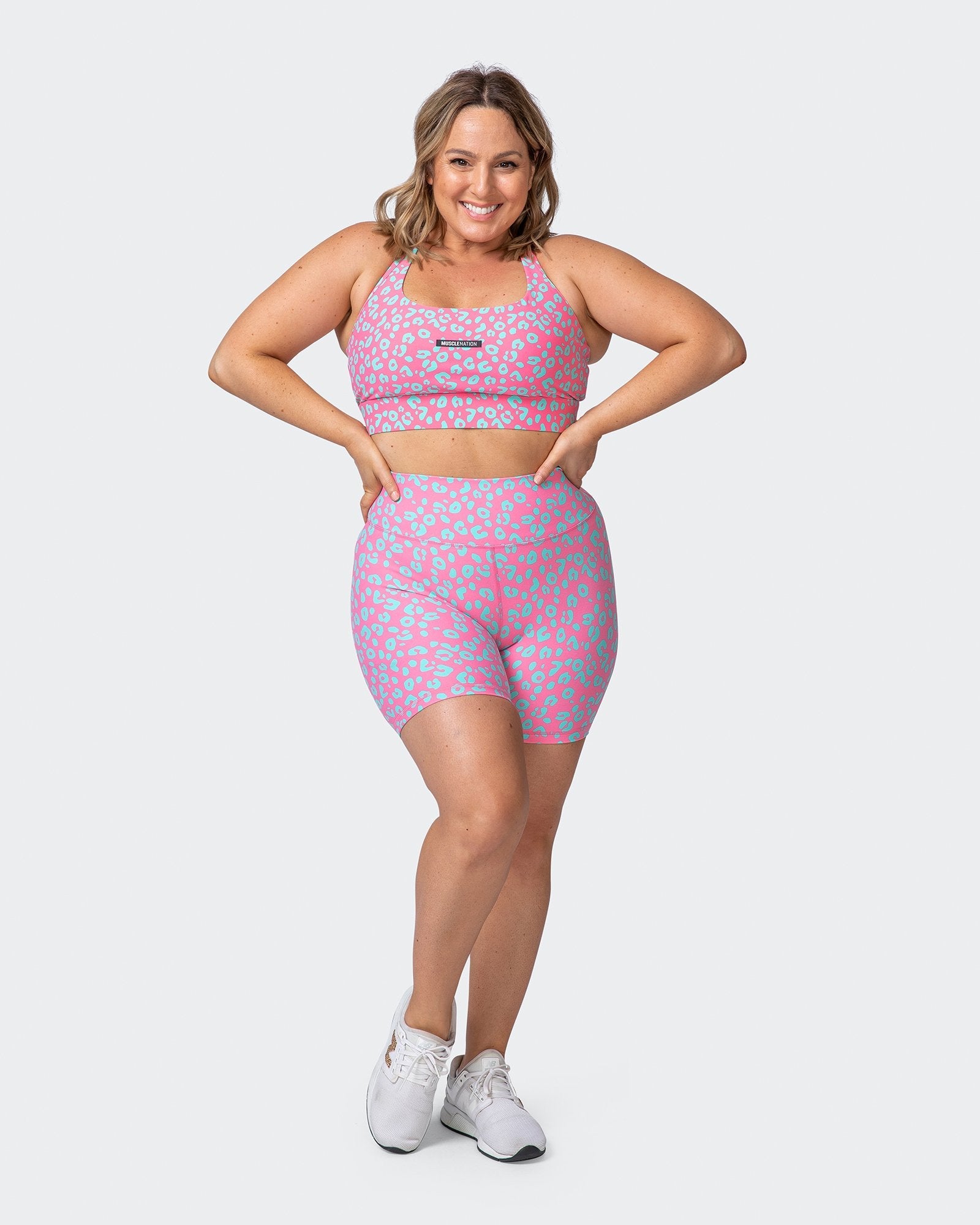 Signature Scrunch Bike Shorts - Cotton Candy Cheetah Print-Shorts-XXS-112114CCCHET-XXS-MNAPPRL12189-7-Muscle Nation