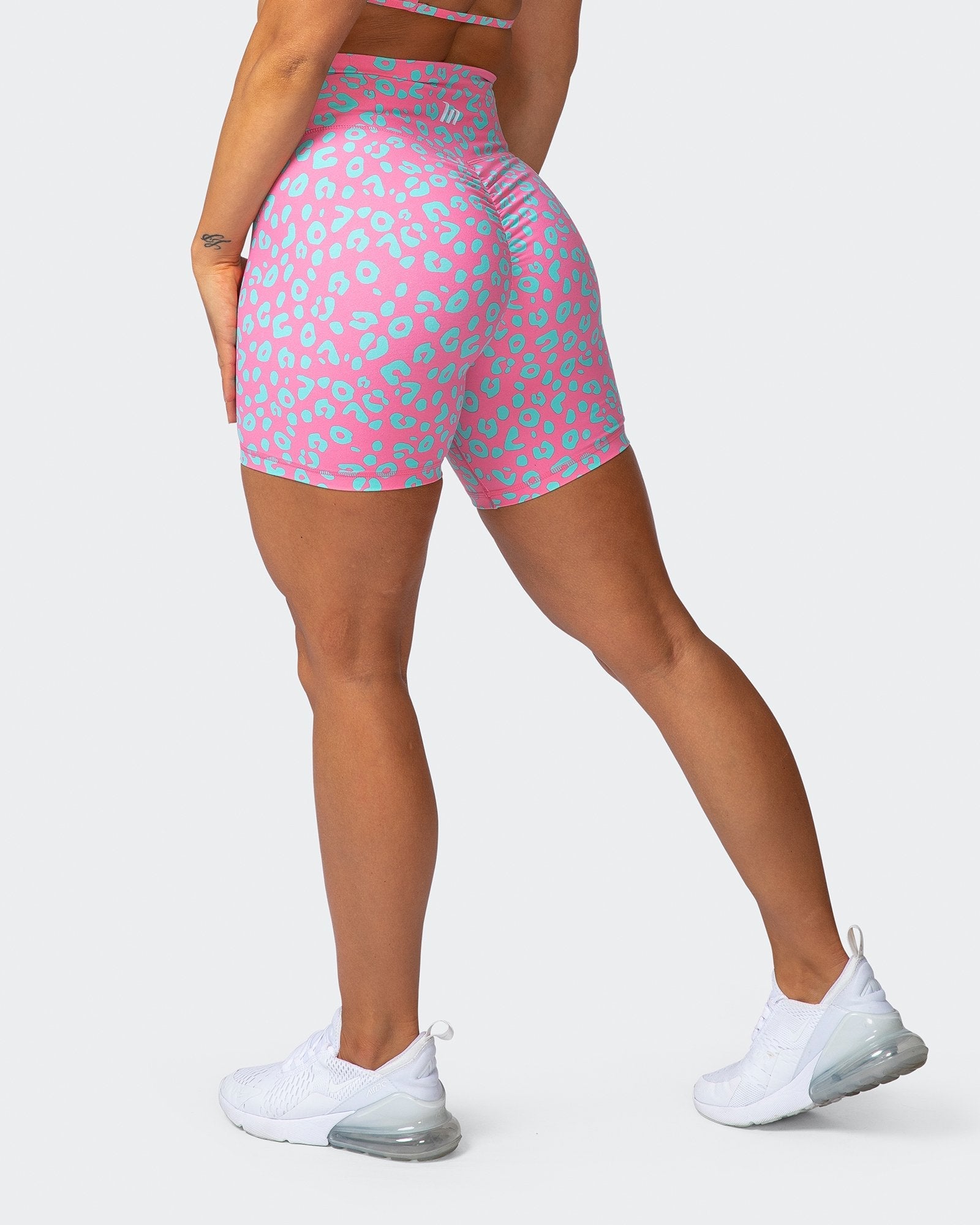Signature Scrunch Bike Shorts - Cotton Candy Cheetah Print-Shorts-XXS-112114CCCHET-XXS-MNAPPRL12189-9-Muscle Nation